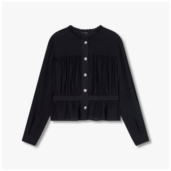 [AK플라자] [지컷] 라운드 넥 셔링 블라우스