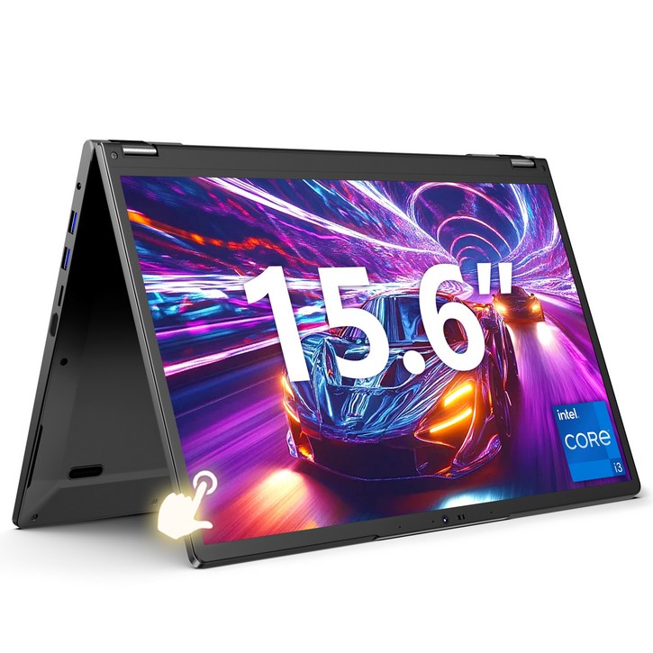 JUMPER 노트북 2-in-1 15.6인치 접이식 터치스크린 i3 프로세서 128GB SSD 8GB RAM 지문인식 WiFi6 Windows 11 home, JUMPER J1 SEUN2011, WIN11 Home, 8GB, 128GB, 검정색