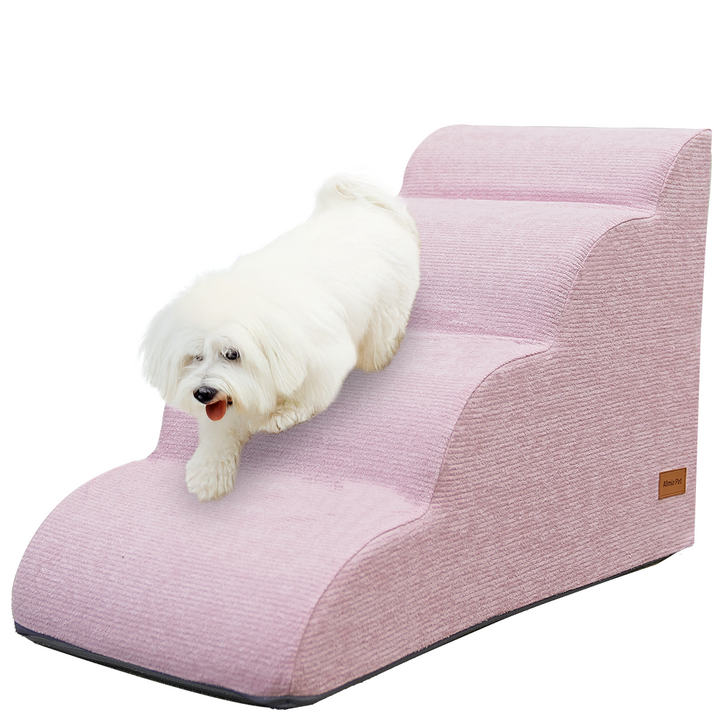 올미오펫 프리미엄 구름패브릭 강아지 곡선 2단 3단 4단 5단 계단, 프리미엄 핑크블라썸, 1개