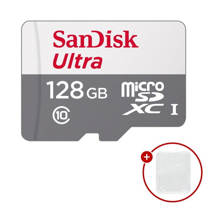 샌디스크 마이크로SD카드 울트라 SDSQUNR128GB SD카드 케이스