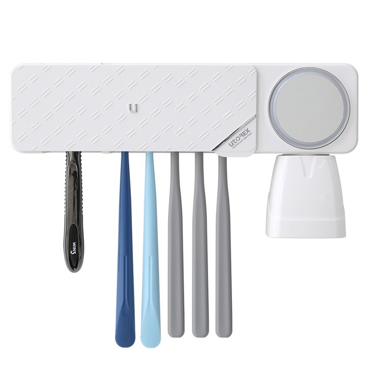 유토렉스 프리미엄 더블케어 칫솔 살균기 벽걸이 UV + 히팅 건조기 소독 양치컵