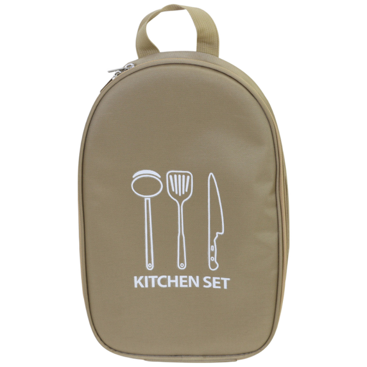 레모릭스 캠핑용 휴대용 각종 조리도구 수납 파우치 케이스, 카키, 1개