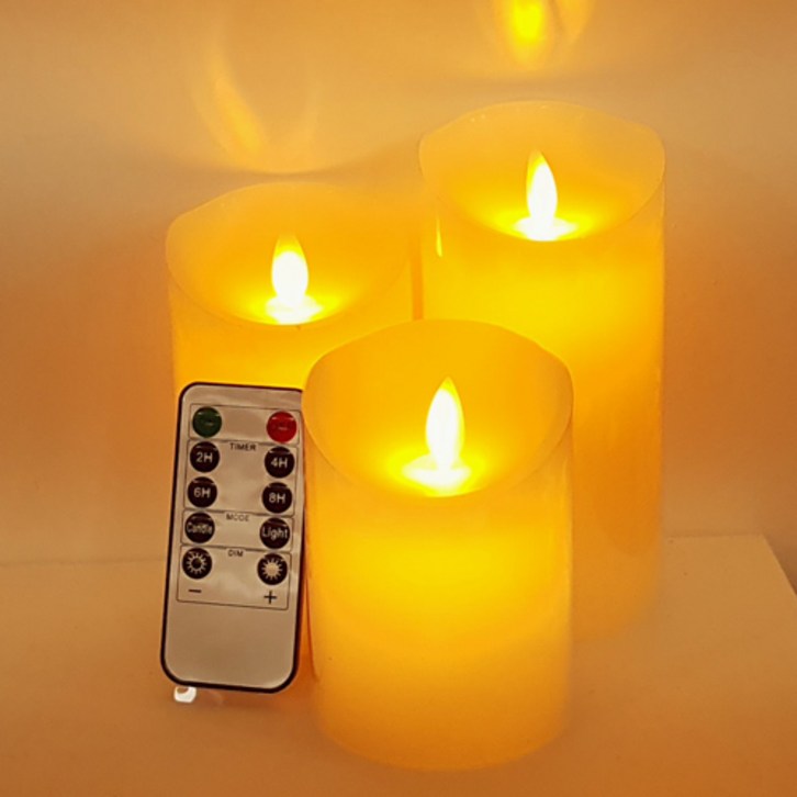 LED 촛불 흔들리는 건전지 전자초 10cm + 12.5cm + 15cm + 리모컨 1p 세트, 혼합색상 - 쇼핑뉴스