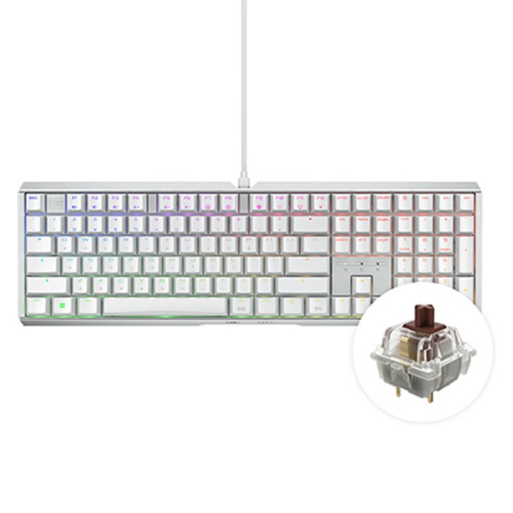 체리키보드 MX 3.1 RGB MX2A 축 게이밍 기계식 키보드, 갈축, 화이트, G803890HIAKR0