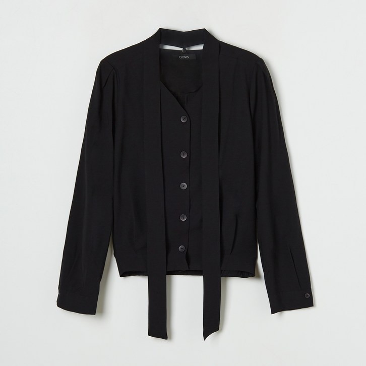 클라비스 블루종 타이 블라우스