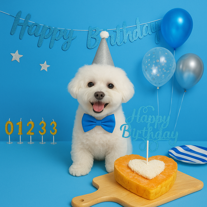 도기머기 강아지 케이크파티용품 세트, 240g, 1세트, 연어치즈블루