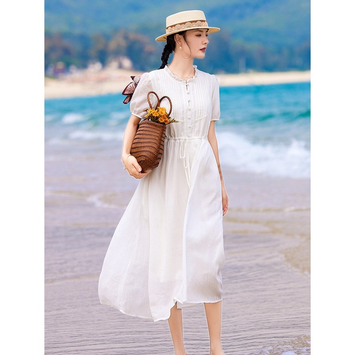 원피스 모시원피스 신상 화이트 모시 반팔 샤랄라 빅스커트 여름 모시롱원피스S389