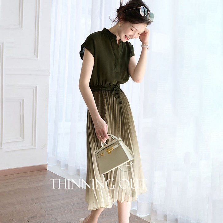 Seofst 원피스 프렌치 원피스 반팔 여름 비치 플리츠 원피스 신상품 출시 한국 배송 ZZTFZ007