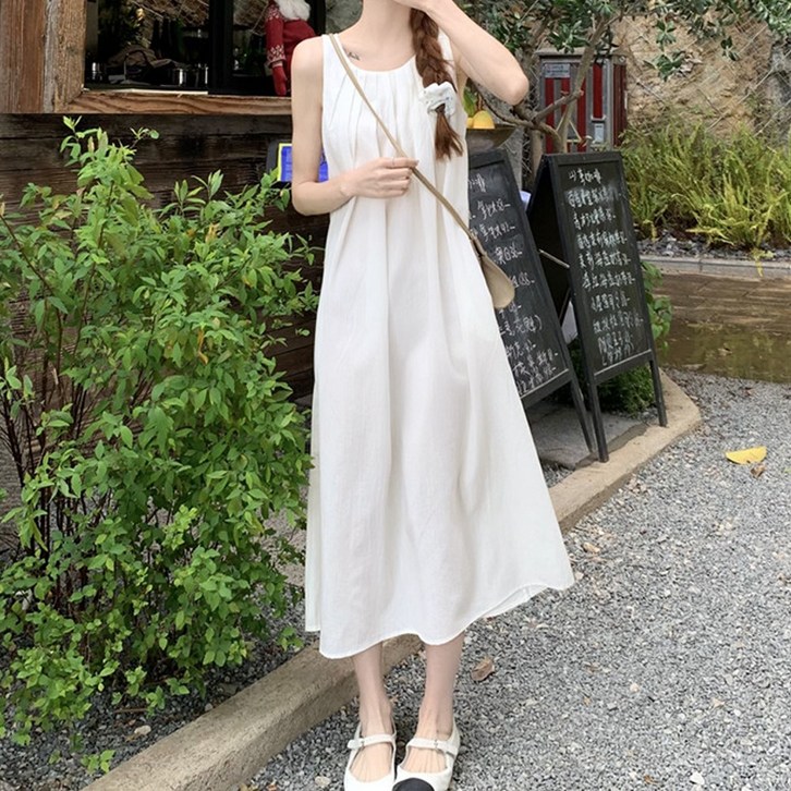 민소매 롱 원피스 이너 롱나시 슬리브리스 맥시 여름
