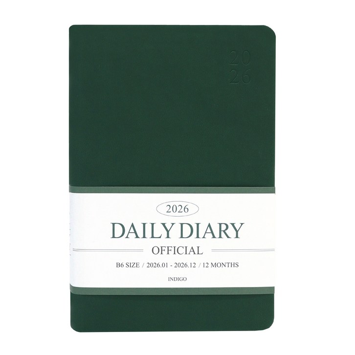 인디고 2026 오피셜 B6 데일리 다이어리날짜형 32절 일간, 그린