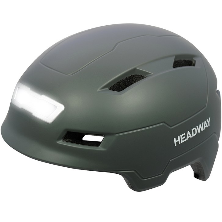 헤드웨이 전후방 LED 라이트 전기스쿠터 자전거 전동킥보드 헬멧 E3-10L, 무광 그레이 2
