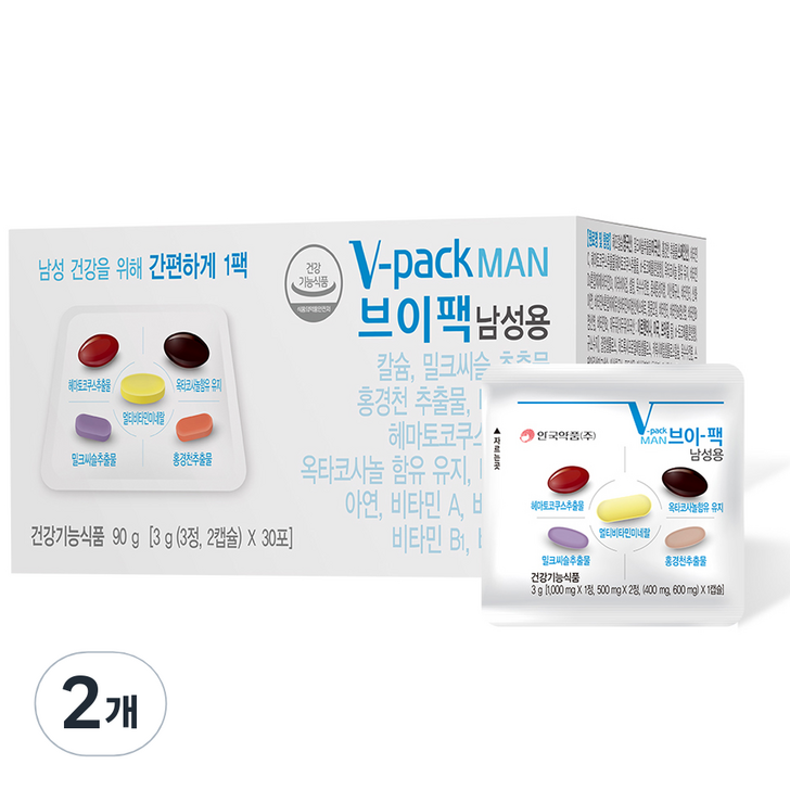 브이팩 남성용 멀티비타민, 90g, 2개 브이팩 남성용 멀티비타민, 90g, 2개