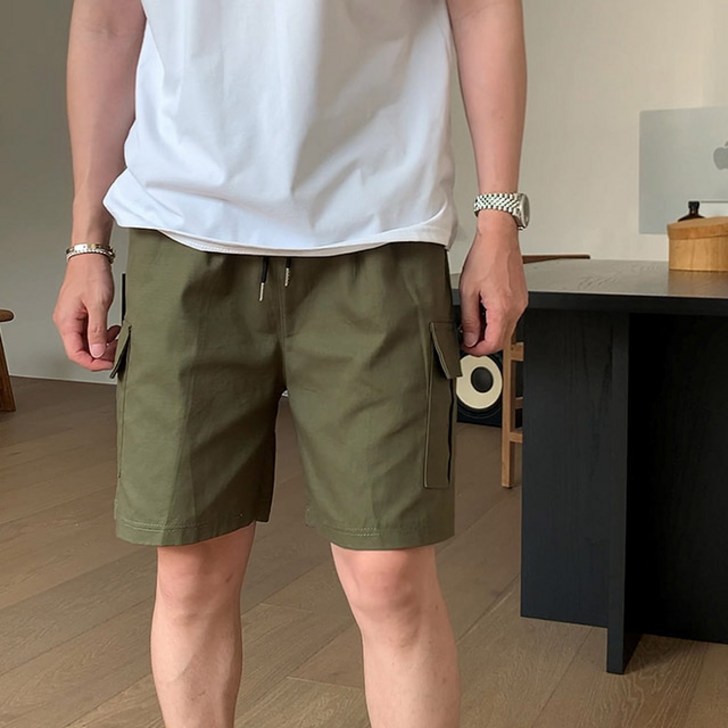 치트키 루체르 코튼 카고 밴딩 반바지