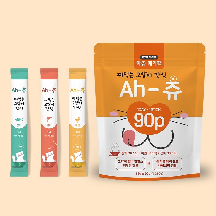 아츄 헤어볼 방지 짜먹는 츄르 고양이간식 3가지맛 90p, 1팩, 1.35kg, 연어 30p 닭고기 30p 참치 30p 아츄 헤어볼 방지 짜먹는 츄르 고양이간식 3가지맛 90p, 1팩, 1.35kg, 연어 30p 닭고기 30p 참치 30p