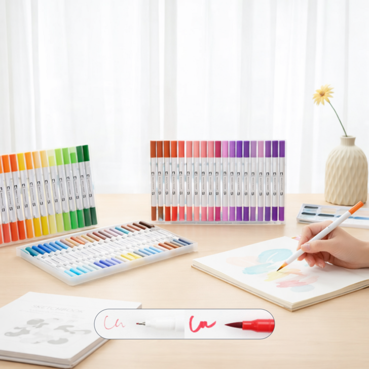 크림슨비콘 수용성 컬러 브러쉬펜 120색 붓펜세트, 120개