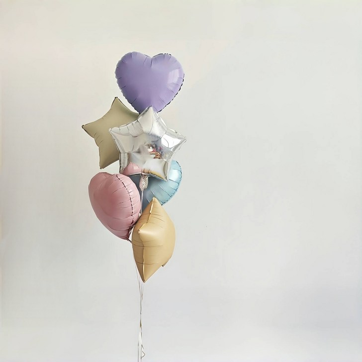 CEUQIESO 18인치45cm 하트 별 풍선 리본 세트,생일파티 일반 이벤트 장식 , 총 7개, 2세트