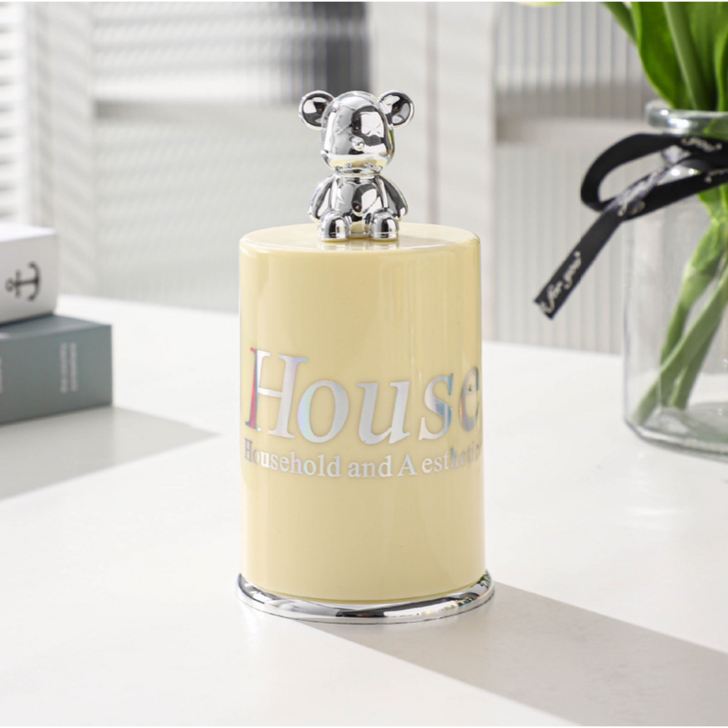 DND마켓 면봉 이쑤시개 요지 케이스 보관함 수납함 주존글로벌, 옐로우, 1개