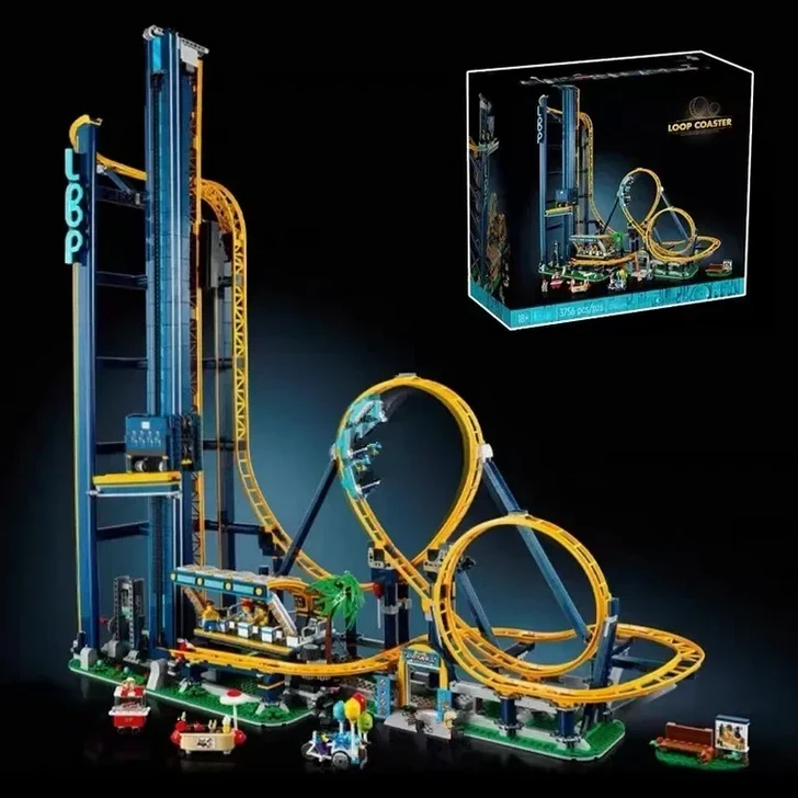 3756PCS 루프 코스터 빌딩 블록 세트 창의적인 놀이공원 롤러 어린이를 위한 STEM 교육용 조립 장난감