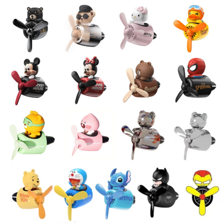 인기17종 차량용 송풍구 프로펠러 방향제 피규어 캐릭터리필2매, 3키티, 1세트