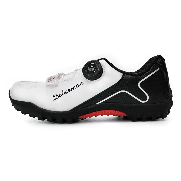 도베르만 국산 평페달 자전거신발, 화이트레드, 270