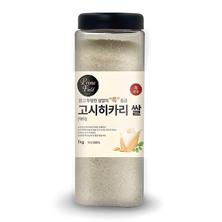 Prime Field 2024년산 햅쌀 고시히카리 백미, 특등급, 1kg, 1개 Prime Field 2024년산 햅쌀 고시히카리 백미, 특등급, 1kg, 1개