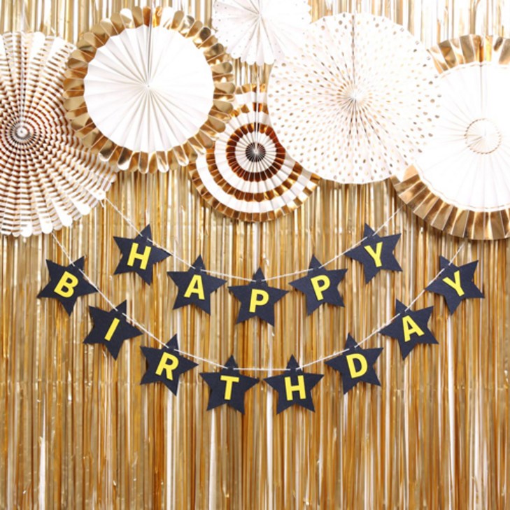 스타 생일 파티 장식세트, 샤인 네이비, 1세트