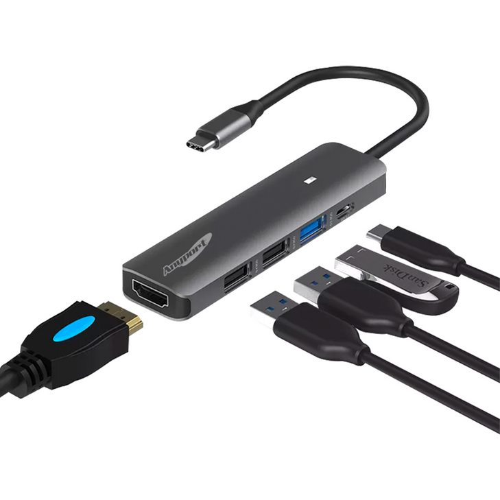 애니포트 5포트 USB 허브 C타입 맥북 삼성 덱스 미러링 멀티포트 APTC51PH