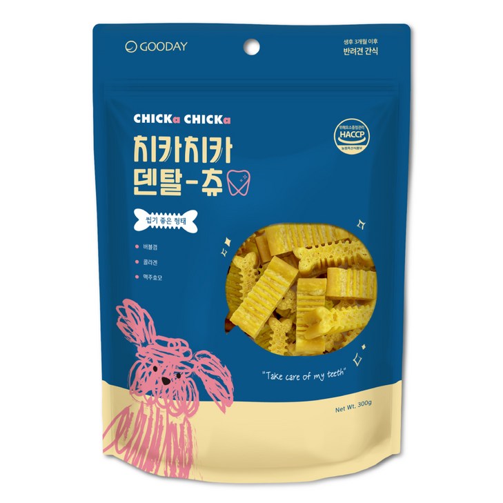 굿데이 강아지 치카치카 덴탈츄 간식 300g, 치석제거, 1개 굿데이 강아지 치카치카 덴탈츄 간식 300g, 치석제거, 1개