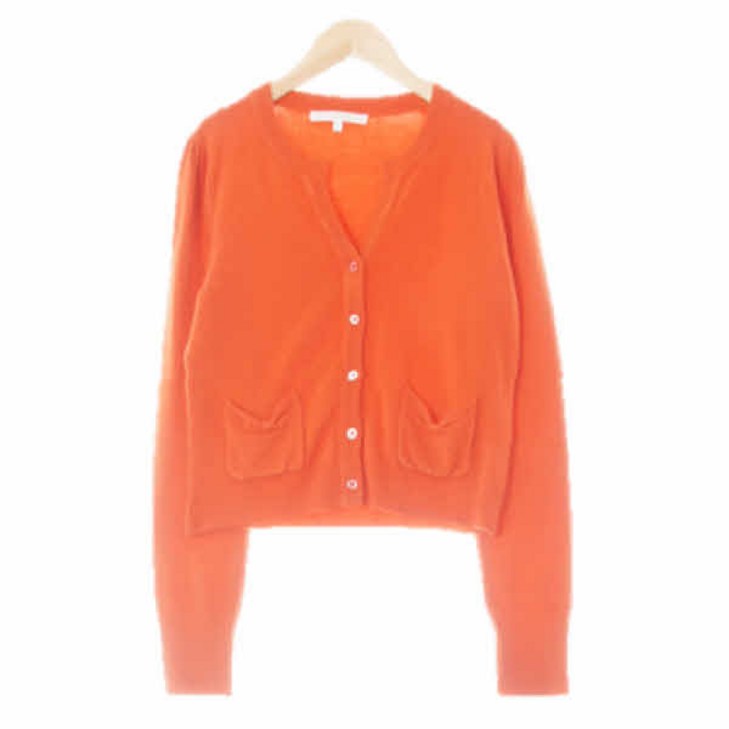 1223 올리브데올리브 브릭탠저린오렌지 아크릴 브이넥숏니트가디건 2