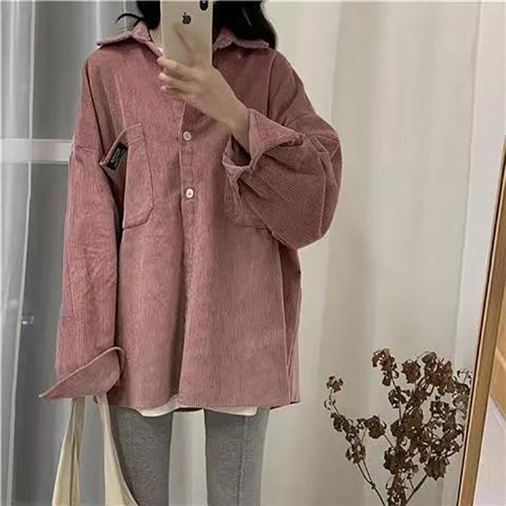 여성 봄 코듀로이 루즈핏 셔츠 여성 봄 코듀로이 루즈핏 셔츠