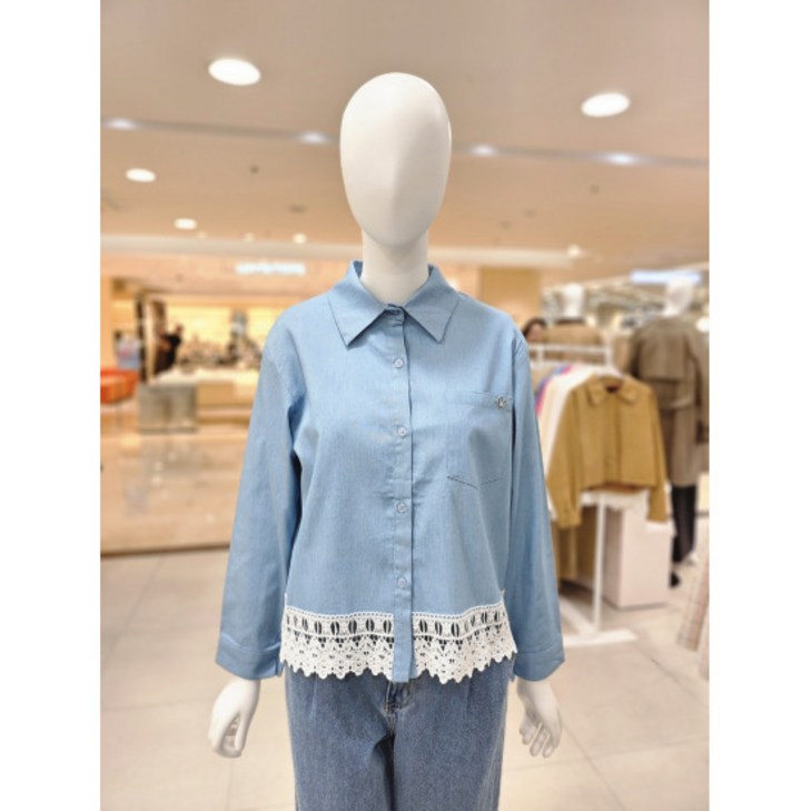 올리브데올리브 밑단레이스 배색 셔츠 블라우스 YW5SB711 2402728