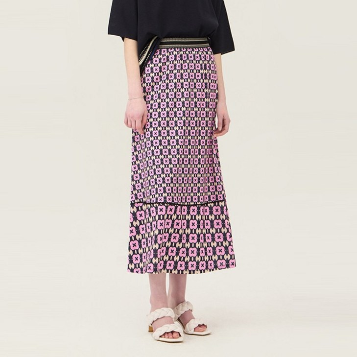 베네통 컬러 패턴 밴딩 스커트BASKE2531PK 1996819