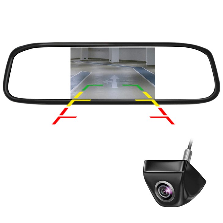 아이카 후방카메라 5인치 룸미러 모니터 풀세트, 5인치 룸미러 후진자동반응 풀세트 블랙카메라 6M