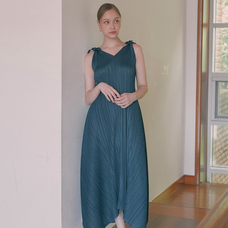 피네플리츠 뉴 리본 민소매 원피스 3 Color