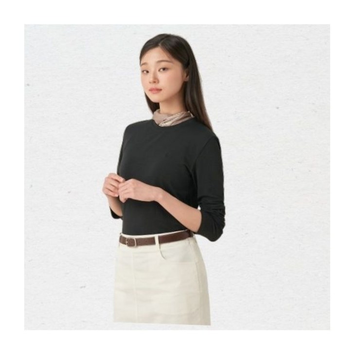 매장정품 BEANPOLE 빈폴 Essential 모달 혼방 긴소매 티셔츠 블랙 BF5741E025 572529