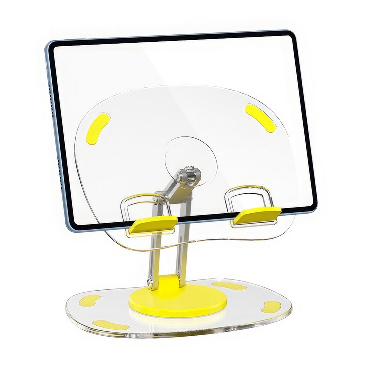 RUN기술 탁상용 태블릿 PC 스탠드 거치대 접이식 각도조절 가능, 옐로우
