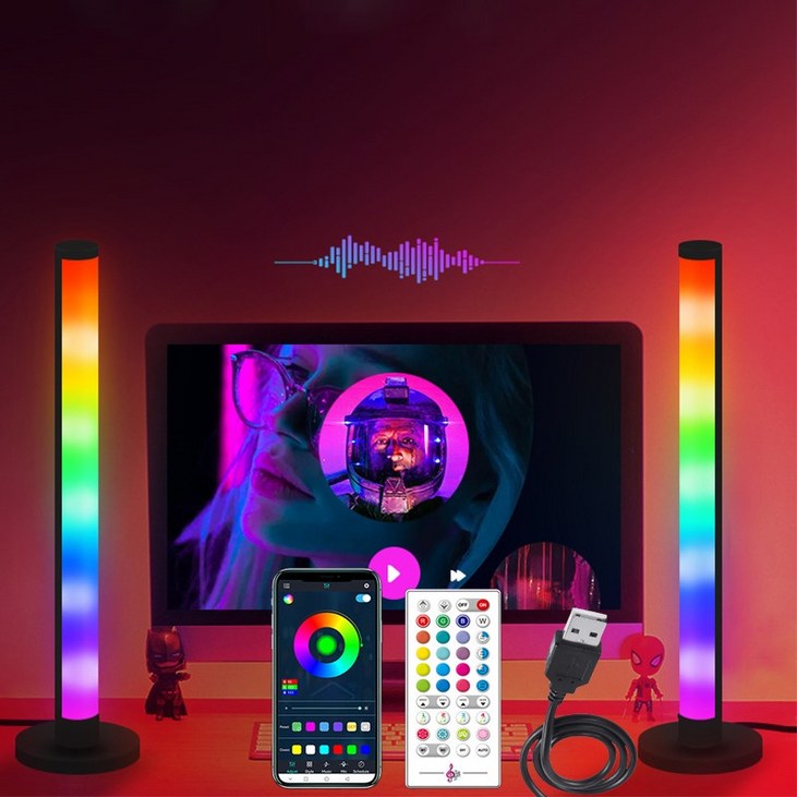 Meyuge RGB LED 스트립 바 조명 USB 모니터 인테리어 무드등 APP 음악의 율동, 혼합색상