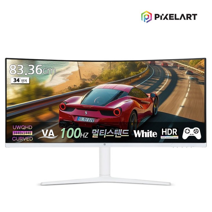 연말이벤트픽셀아트 PIXELART PAQ3410W 화이트 무결점 WQHD 멀티스탠드 100Hz 울트라와이드 모니터
