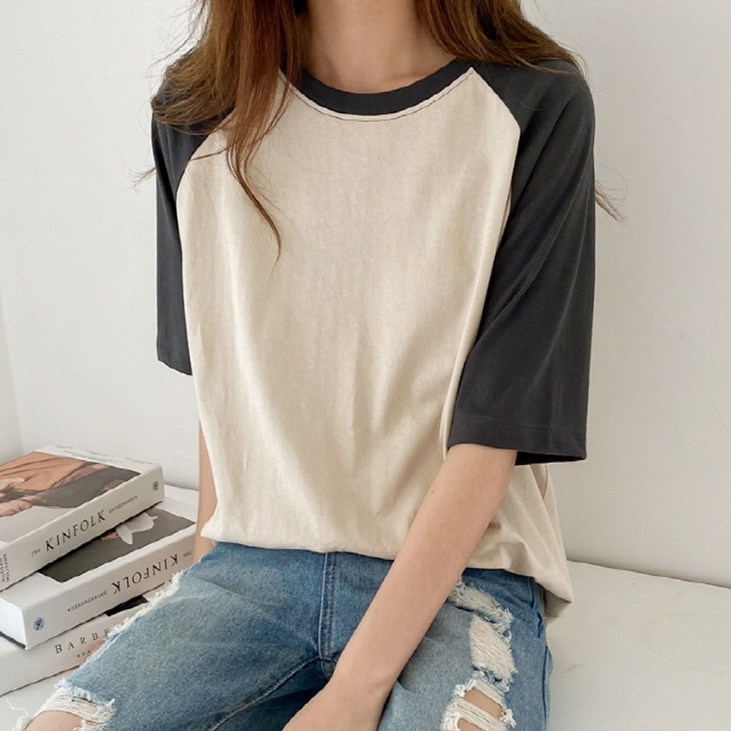 모스트모드 5577 국내생산 래글런 면100 반팔 티셔츠