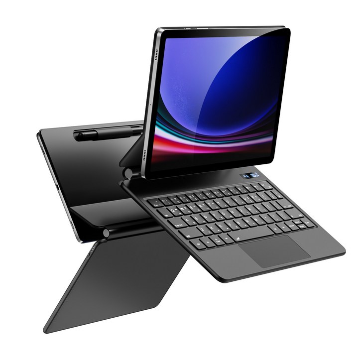 삼성 갤럭시탭 S8플러스 S7 플러스 S7FE 호환 마그네틱 터치패드 플로팅 블루투스 키보드 페슬 수납 매직키보드, 블랙, 갤탭 S7S8S9 11