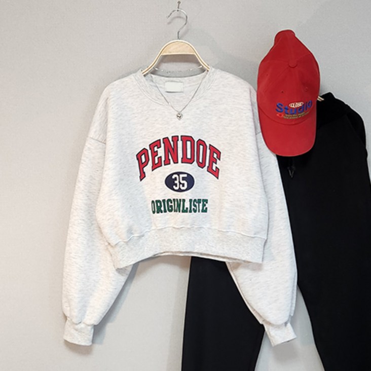 옷이날개 기모 오리지널 크롭 맨투맨