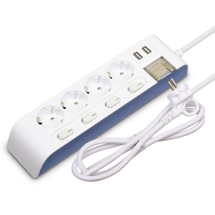 SPK 현대일렉트릭 2800W 안전 멀티탭 개별 스위치 USB포트 과부하차단 안전커버 증정, 1개