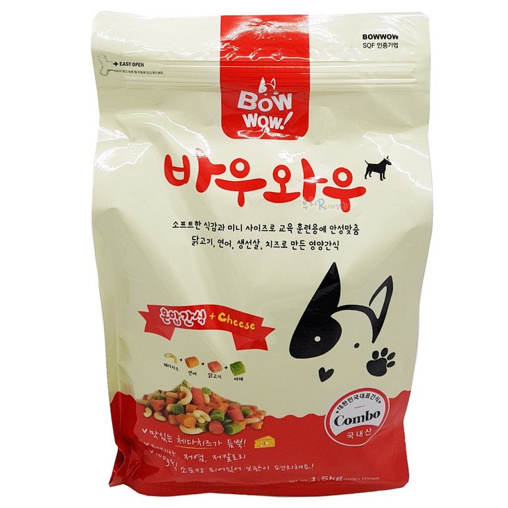 BOW WOW 바우와우 애견용 혼합간식 1.5kg 대용량 100G X 15개