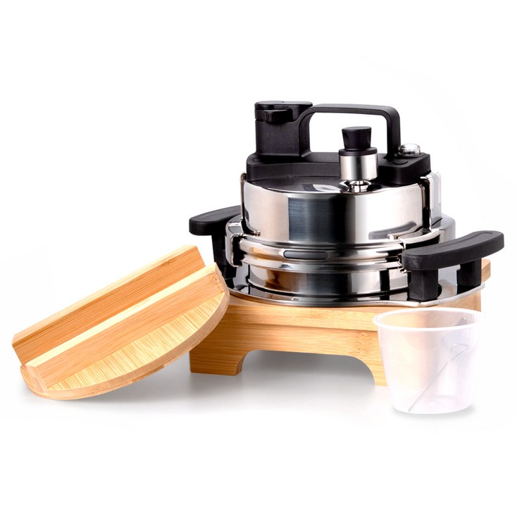 코코리 스피드 압력솥 2인용, 0.8L, 실버  블랙  우드, 1개