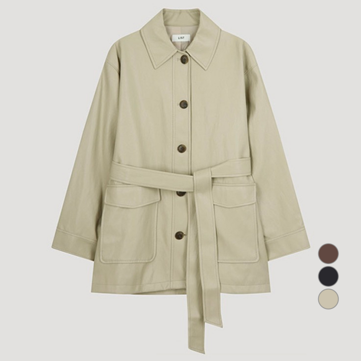 리스트 여성용 벨티드 레더 트렌치 맥코트 TWWBYO70010