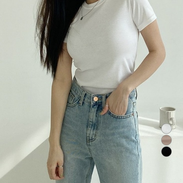 린다샵 여성용 리소니 슬림 반팔 티셔츠 T6305K12