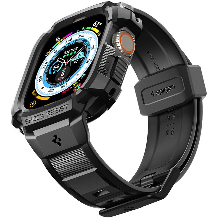슈피겐 갤럭시워치 스트랩 일체형 케이스 러기드아머 프로, 매트블랙, 1개