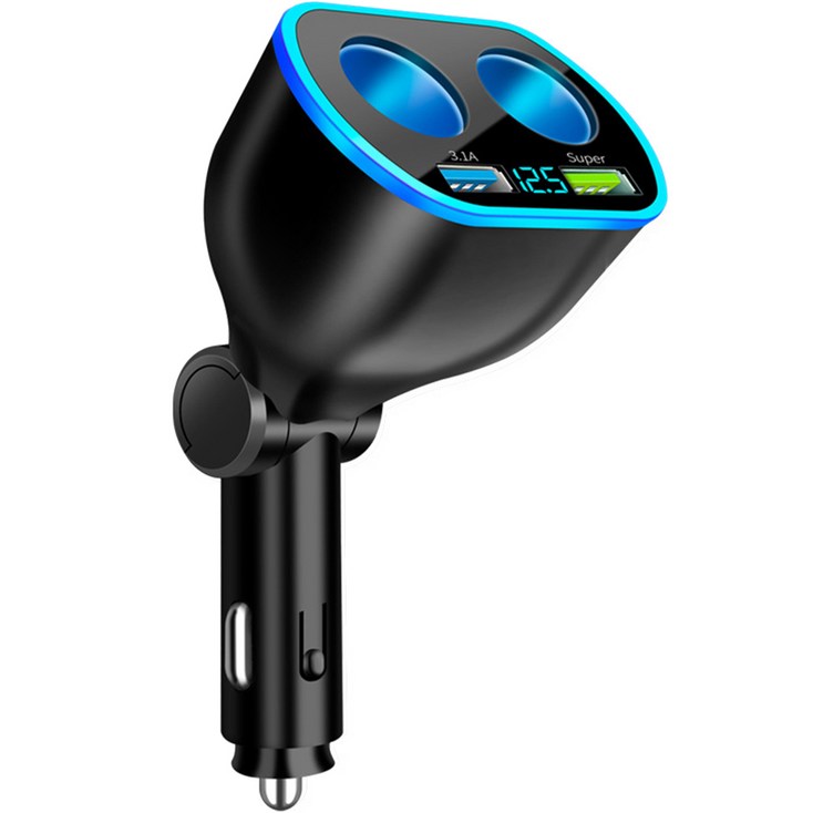 구스페리 4구 차량용 시거잭 QC3.0 66W 초고속 충전기 어댑터, 단일상품, 블랙