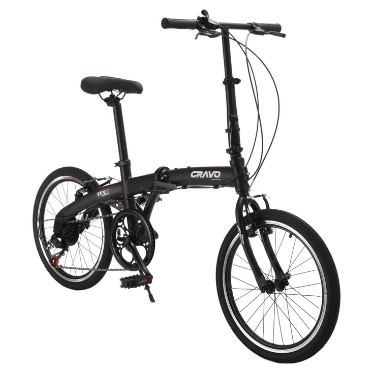 크라보 FFV7 미니벨로 시마노 7단 접이식 자전거, 1개, 153cm, 매트 블랙