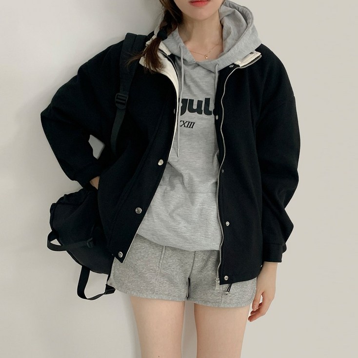 여성용 소벳 데일리 오버핏 스트링 코듀로이 무스탕 자켓